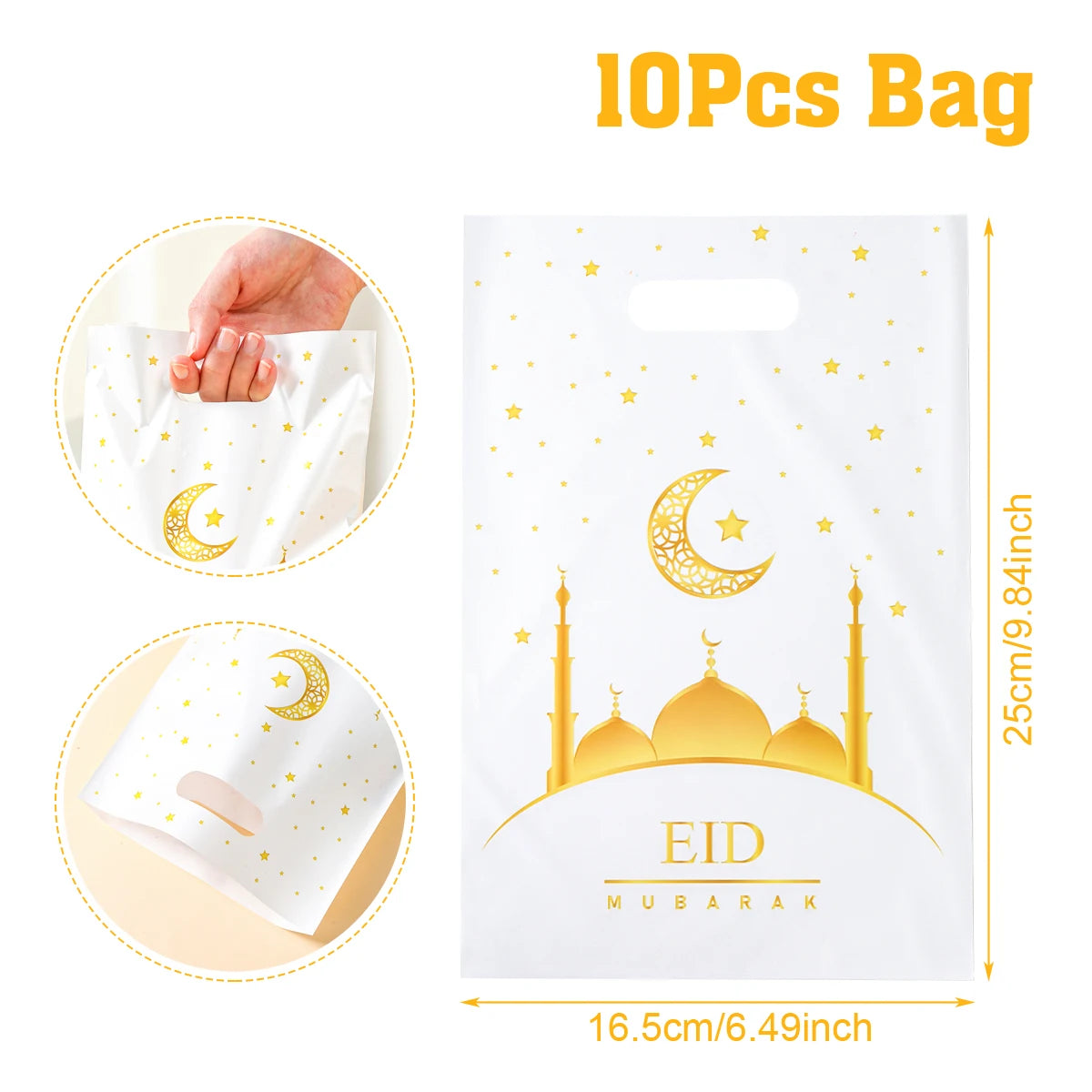 Eid Mubarak Gift Packaging Bags - 10/25/50 Pieces 