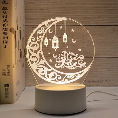 LED 3D Acrylic Night Light Muslim Ramadan