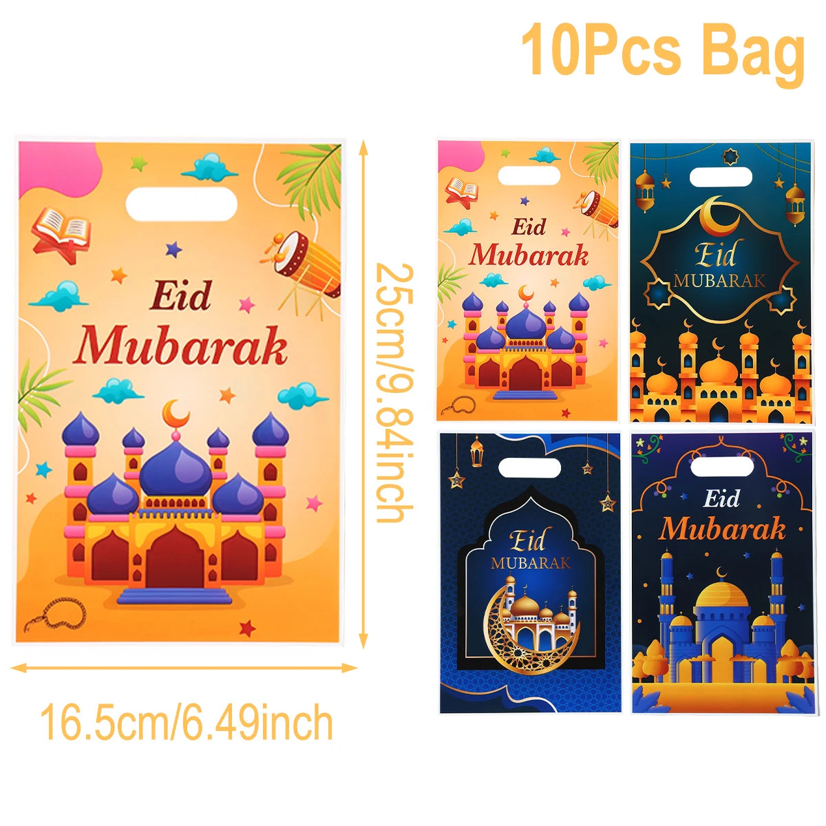 Eid Mubarak Gift Packaging Bags - 10/25/50 Pieces 