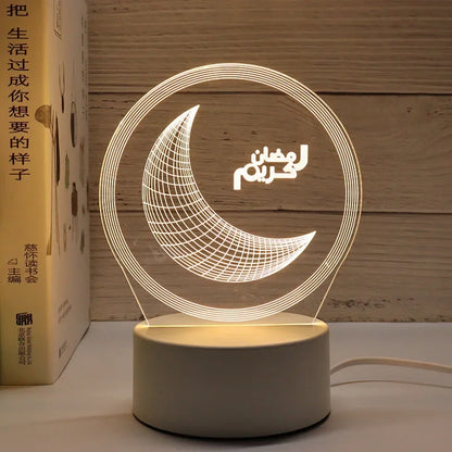 LED 3D Acrylic Night Light Muslim Ramadan