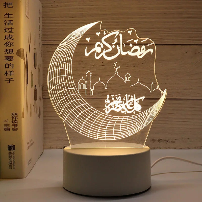 LED 3D Acrylic Night Light Muslim Ramadan