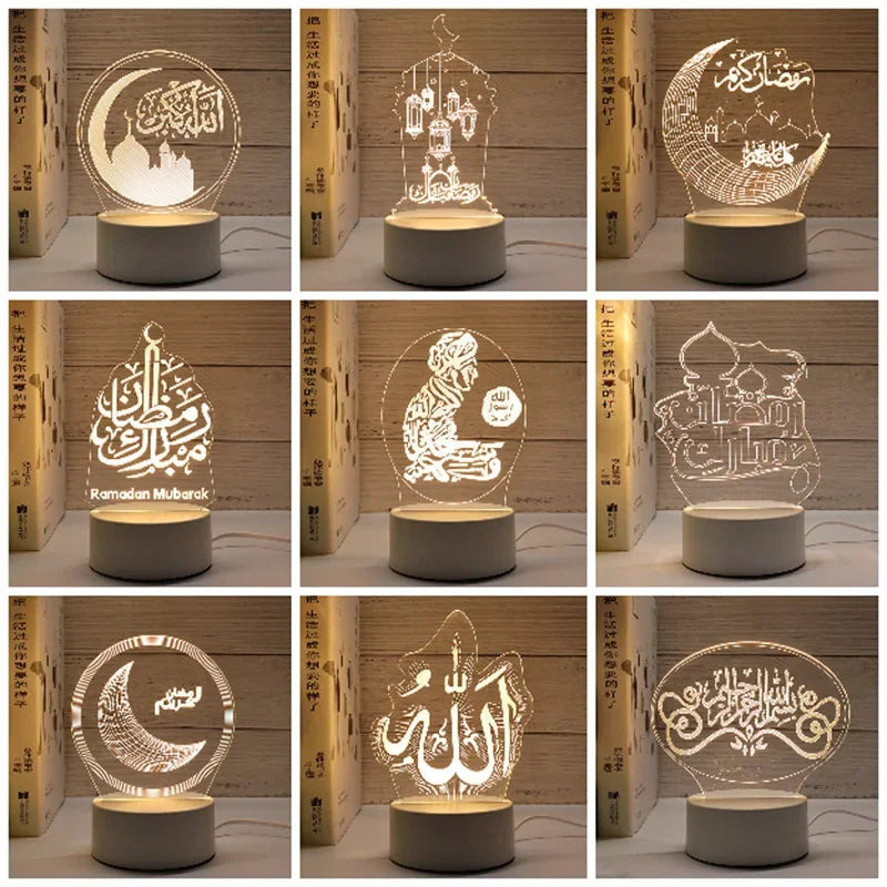 LED 3D Acrylic Night Light Muslim Ramadan