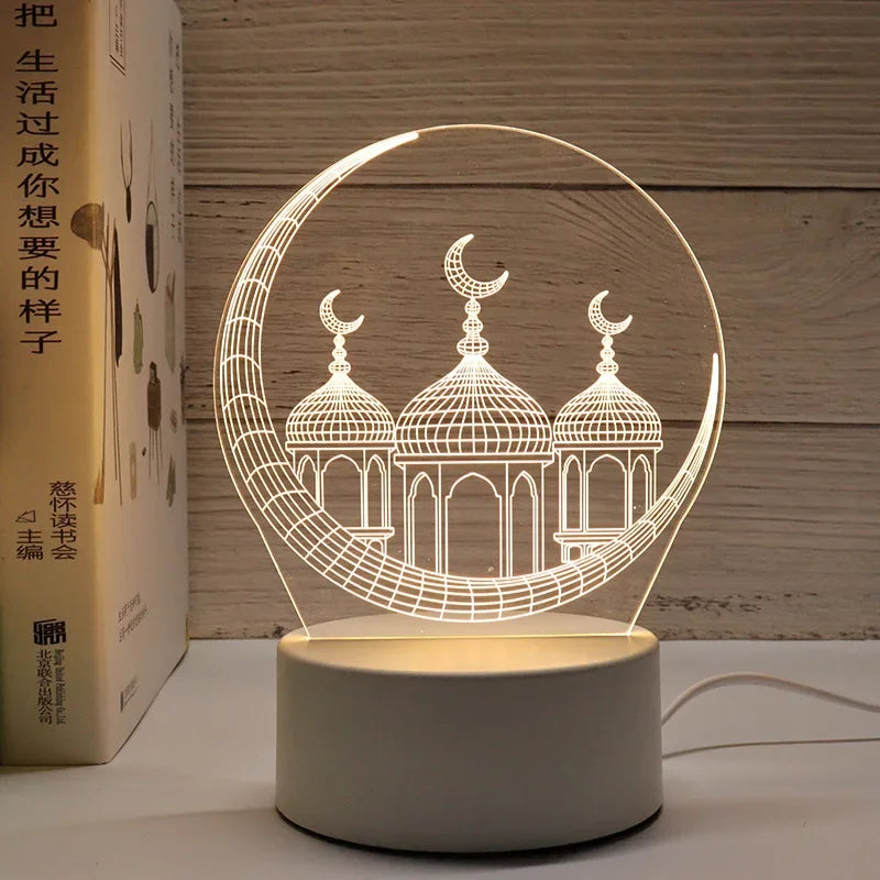 LED 3D Acrylic Night Light Muslim Ramadan