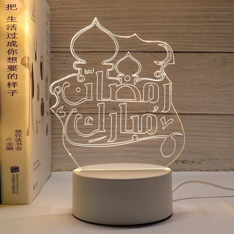 LED 3D Acrylic Night Light Muslim Ramadan