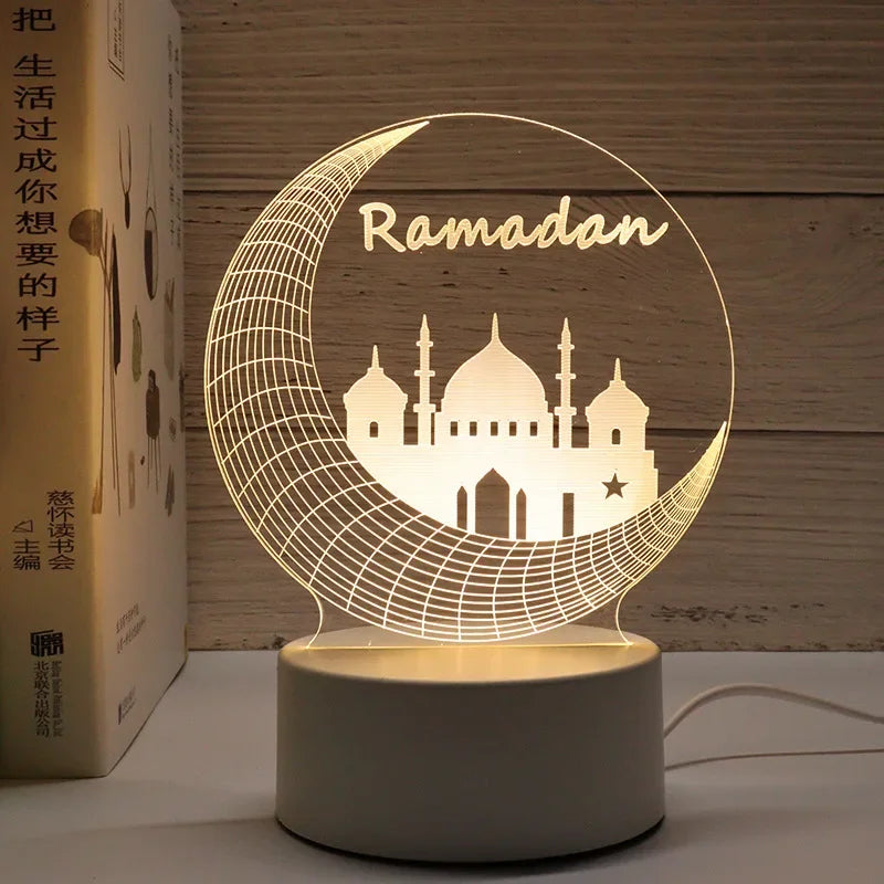 LED 3D Acrylic Night Light Muslim Ramadan