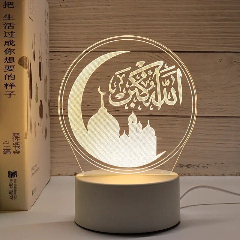 LED 3D Acrylic Night Light Muslim Ramadan