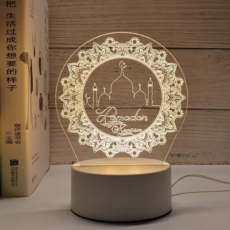 LED 3D Acrylic Night Light Muslim Ramadan