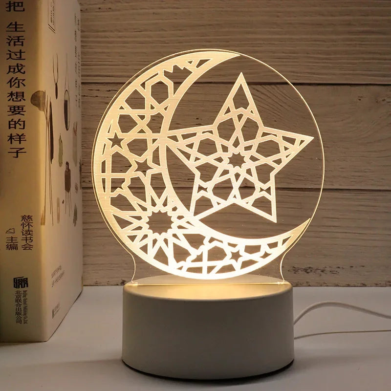 LED 3D Acrylic Night Light Muslim Ramadan